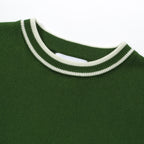 Retro 70s Green Knit T-Shirt – White Striped Racing Style