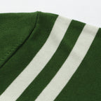 Retro 70s Green Knit T-Shirt – White Striped Racing Style