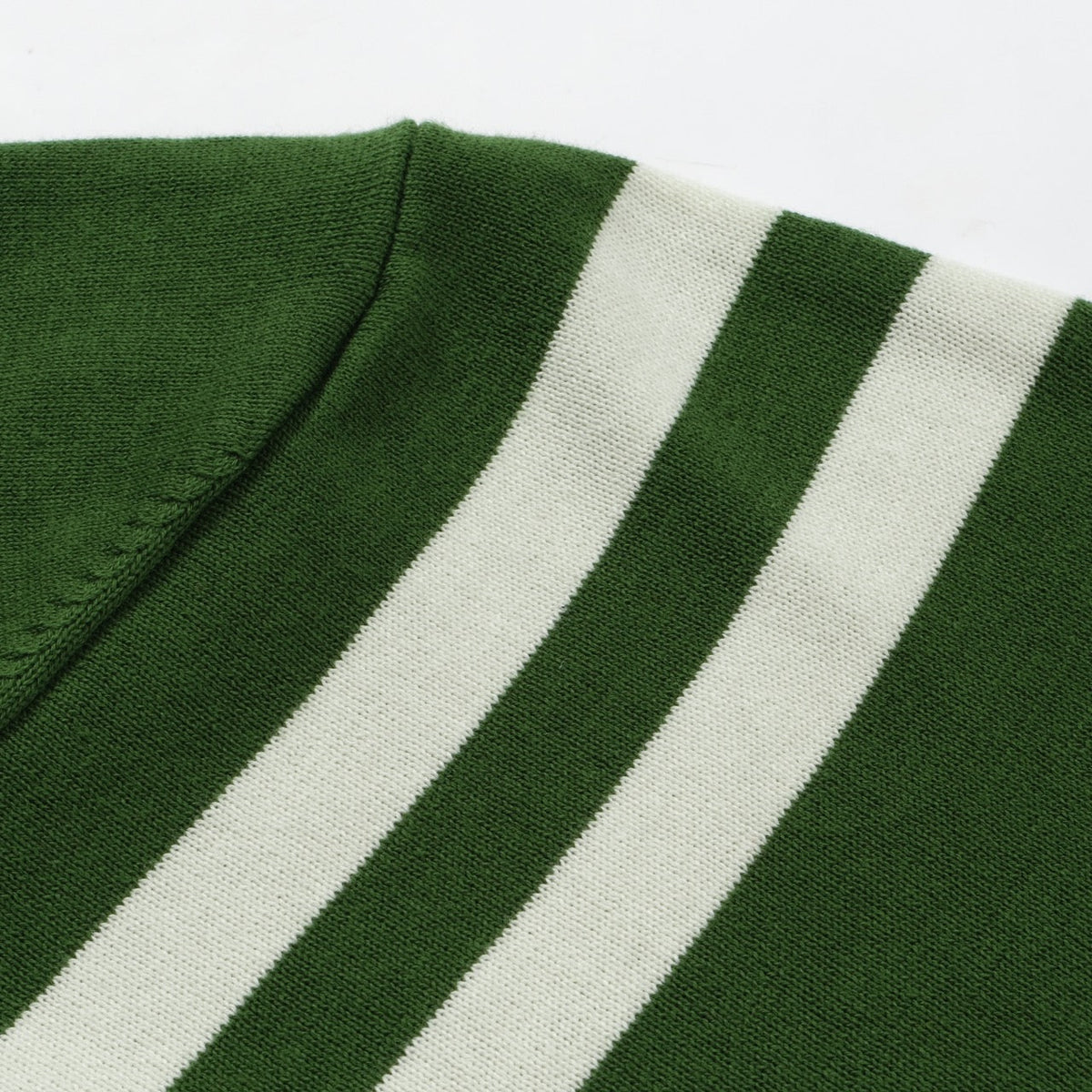 Retro 70s Green Knit T-Shirt – White Striped Racing Style