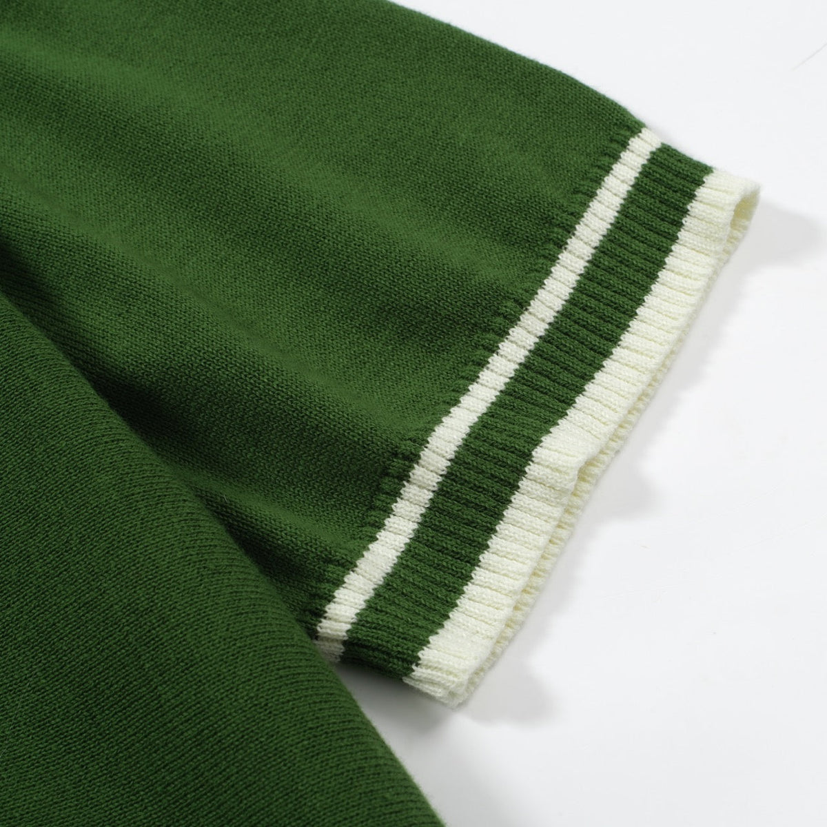Retro 70s Green Knit T-Shirt – White Striped Racing Style