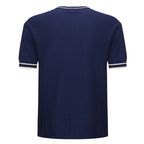 T-shirt bleu marine à rayures blanches pour homme – Style rétro des années 70