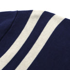 T-shirt bleu marine à rayures blanches pour homme – Style rétro des années 70