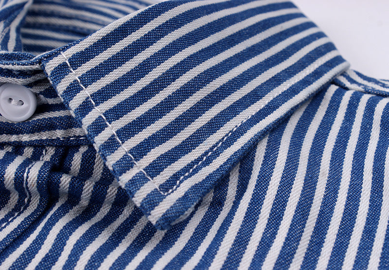 Chemise à rayures verticales pour homme - Manches longues, style décontracté, idéale pour le travail