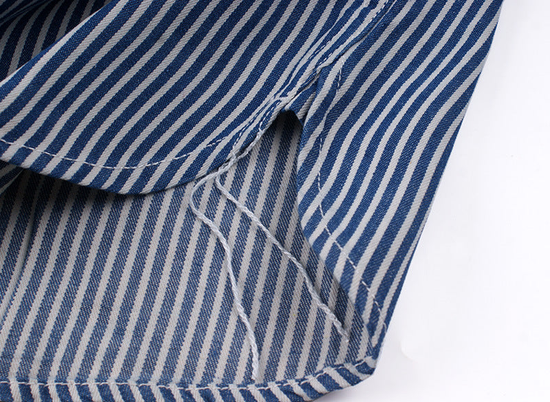 Chemise à rayures verticales pour homme - Manches longues, style décontracté, idéale pour le travail