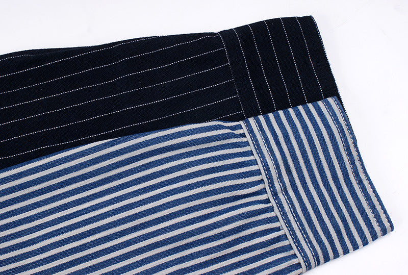 Chemise à rayures verticales pour homme - Manches longues, style décontracté, idéale pour le travail