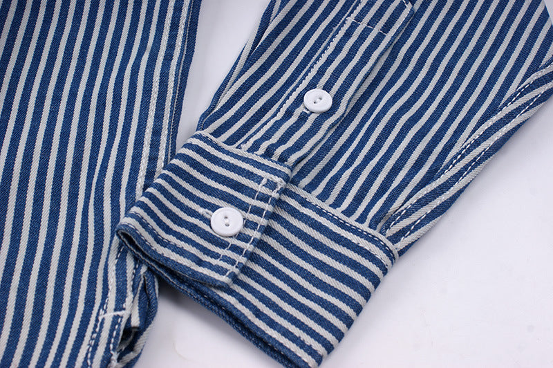 Chemise à rayures verticales pour homme - Manches longues, style décontracté, idéale pour le travail
