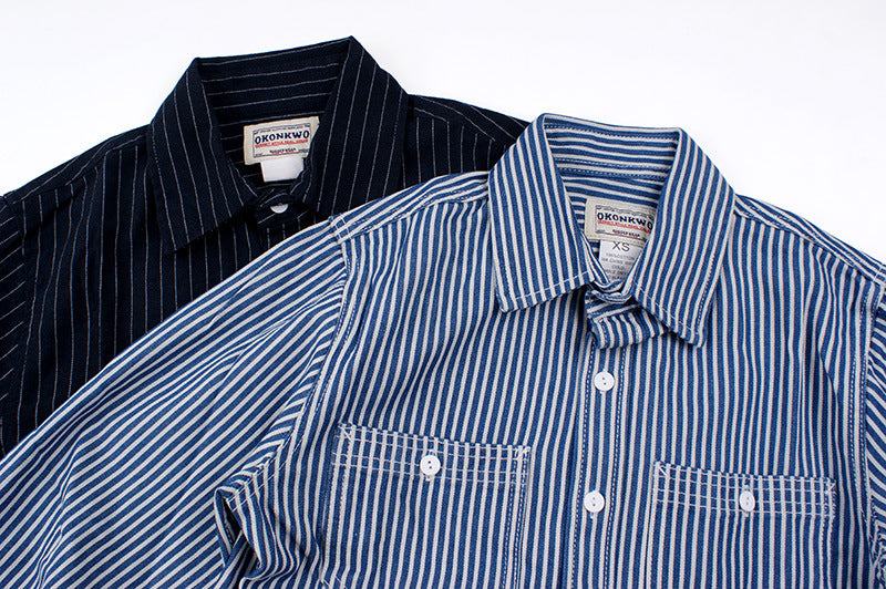 Chemise à rayures verticales pour homme - Manches longues, style décontracté, idéale pour le travail