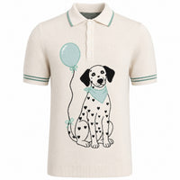 Ivoire Animal Print Knit Polo for Men