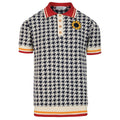 Pull Vintage pour Homme avec Motif Pied-de-Poule et Broderie Florale