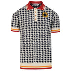 Pull Vintage pour Homme avec Motif Pied-de-Poule et Broderie Florale