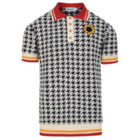 Pull Vintage pour Homme avec Motif Pied-de-Poule et Broderie Florale