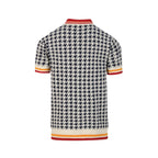 Pull Vintage pour Homme avec Motif Pied-de-Poule et Broderie Florale