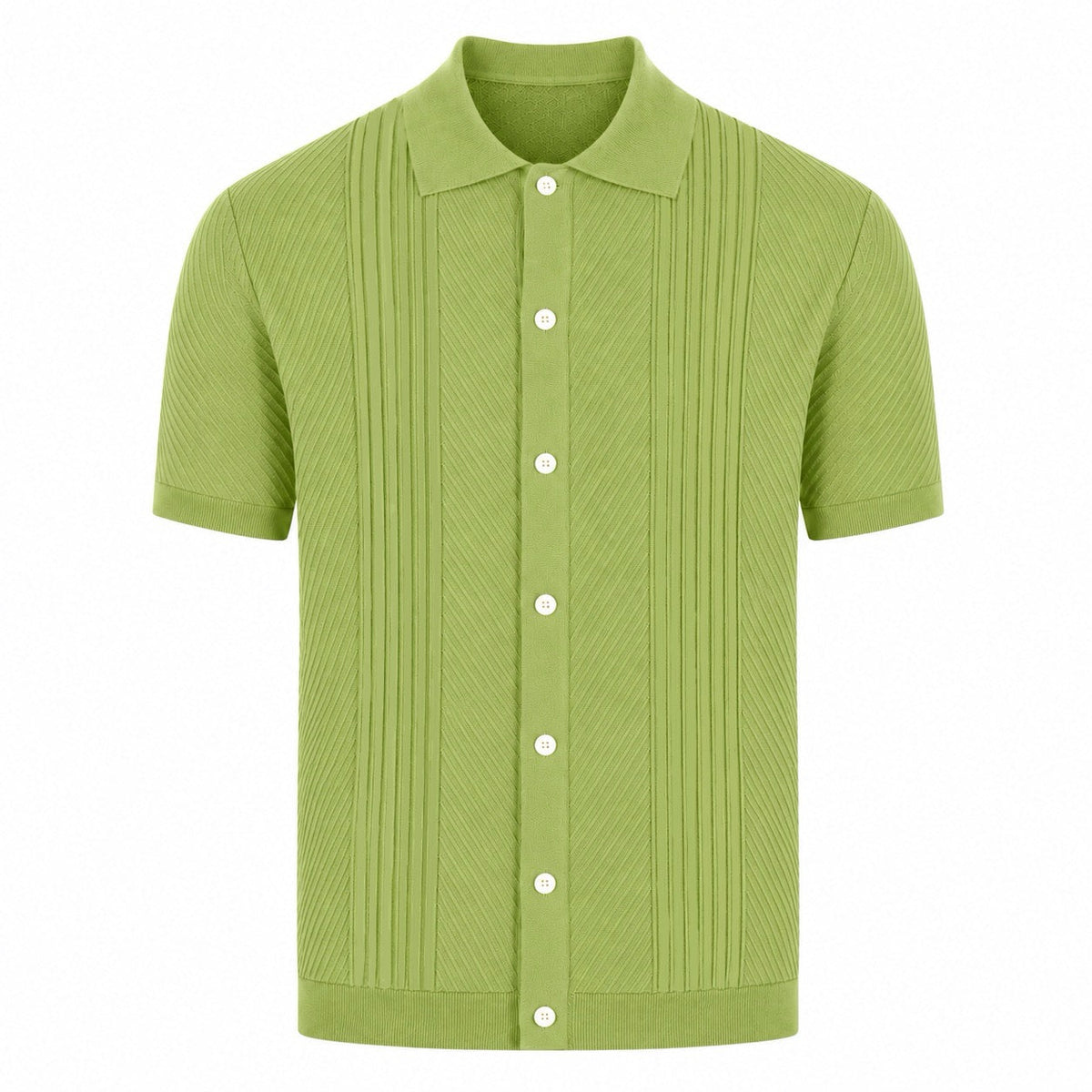 Cardigan polo en maille texturée verte années 70 pour homme, style décontracté