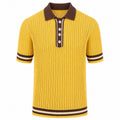 Polo ajouré jaune rétro années 70 pour homme, style estival décontracté