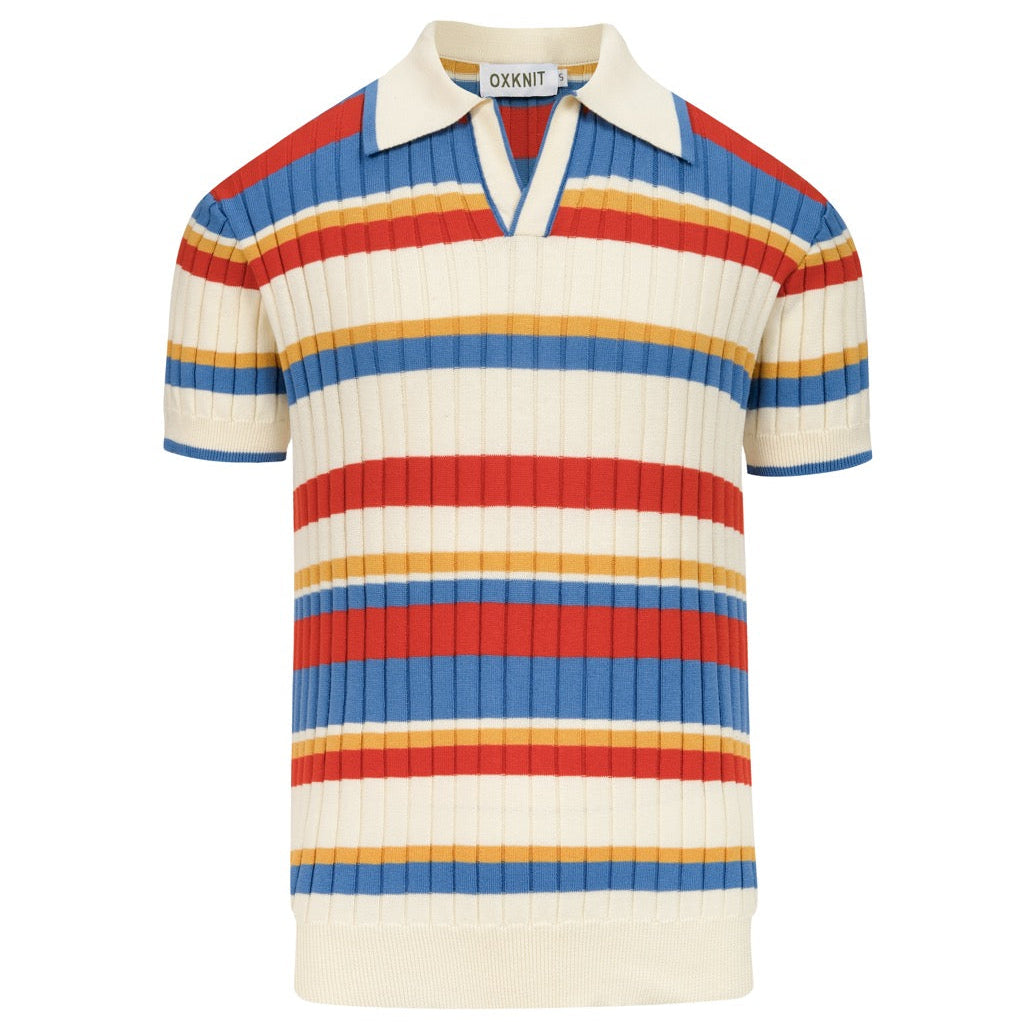 Polo rayé rétro californien des années 70 pour homme