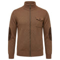 Cardigan zippé vintage marron pour homme avec coudières