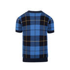 Cardigan rétro en tricot pour homme, col en V, motif à carreaux britanniques en bleu