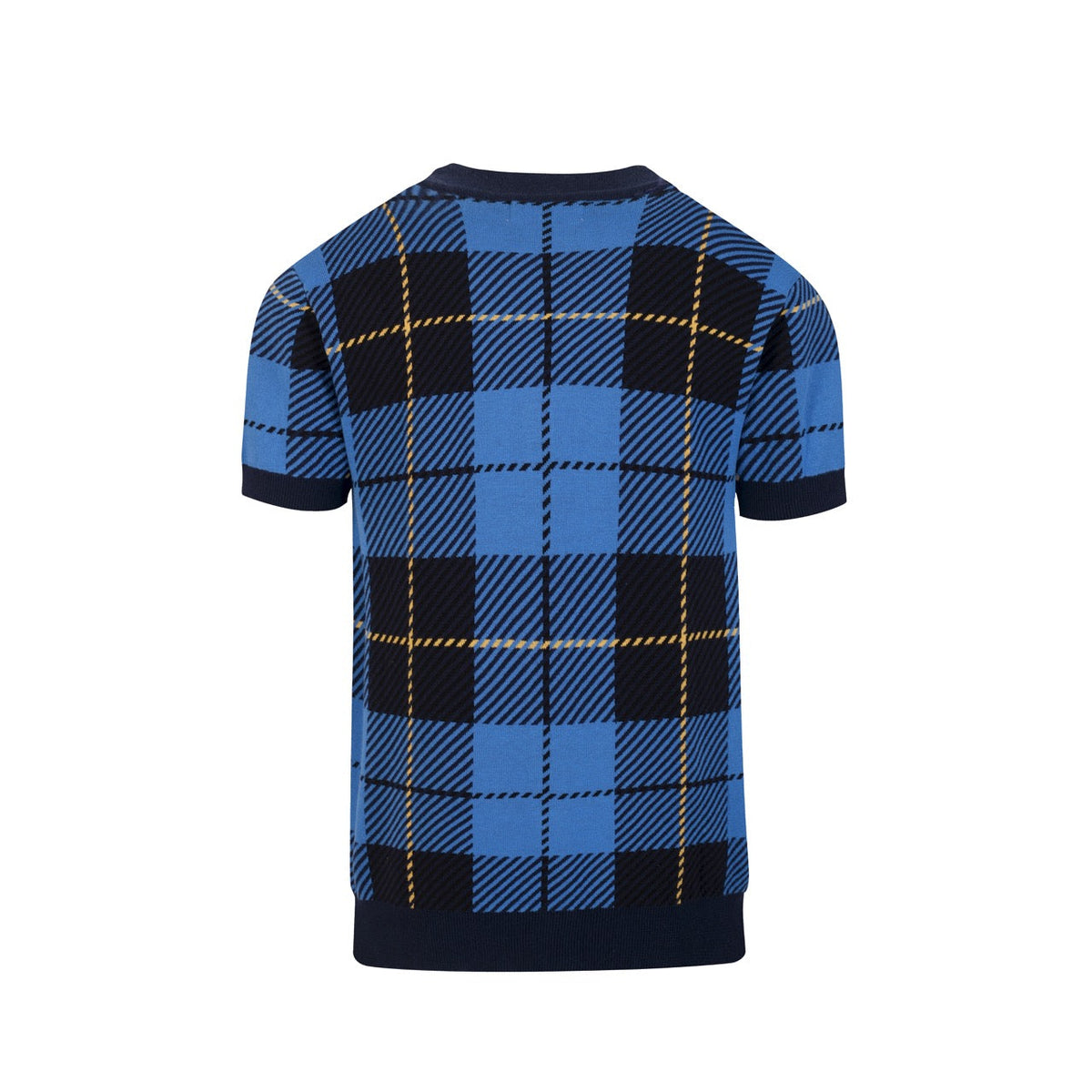 Cardigan rétro en tricot pour homme, col en V, motif à carreaux britanniques en bleu