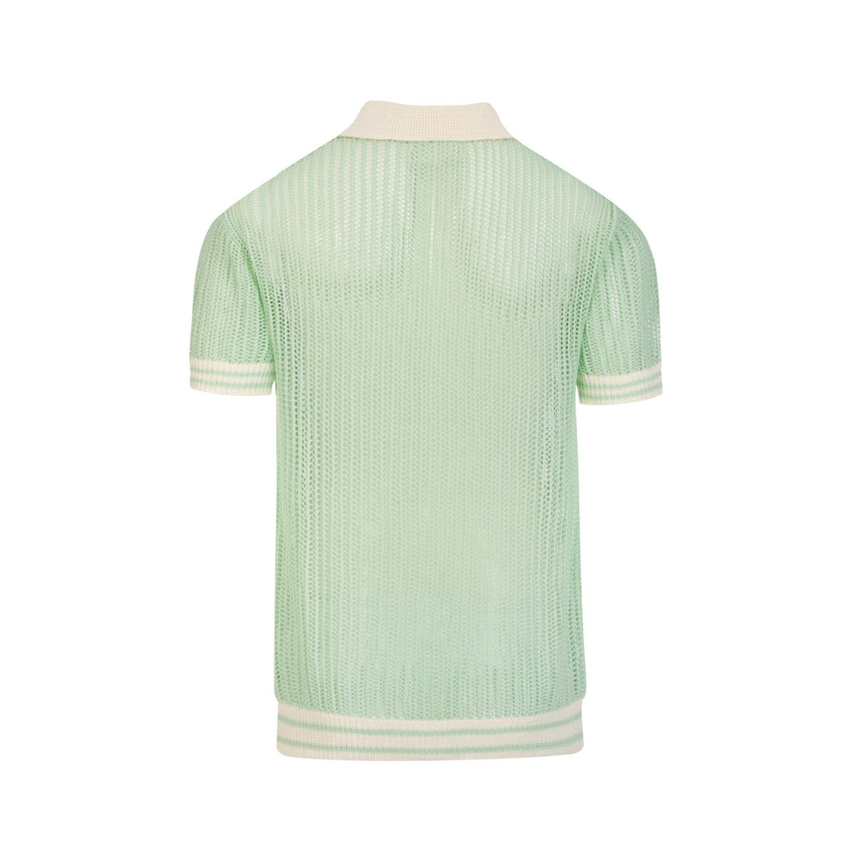 Polo côtier en maille rétro vert menthe à motifs ajourés pour homme