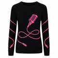 Pull en Tricot Vintage Pop Rock Noir pour Femmes