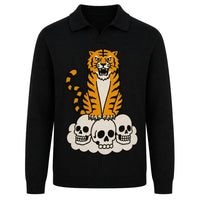 Polo tricoté vintage noir pour hommes