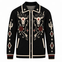 Gilet en Tricot Polo Western Gothique Noir pour Hommes