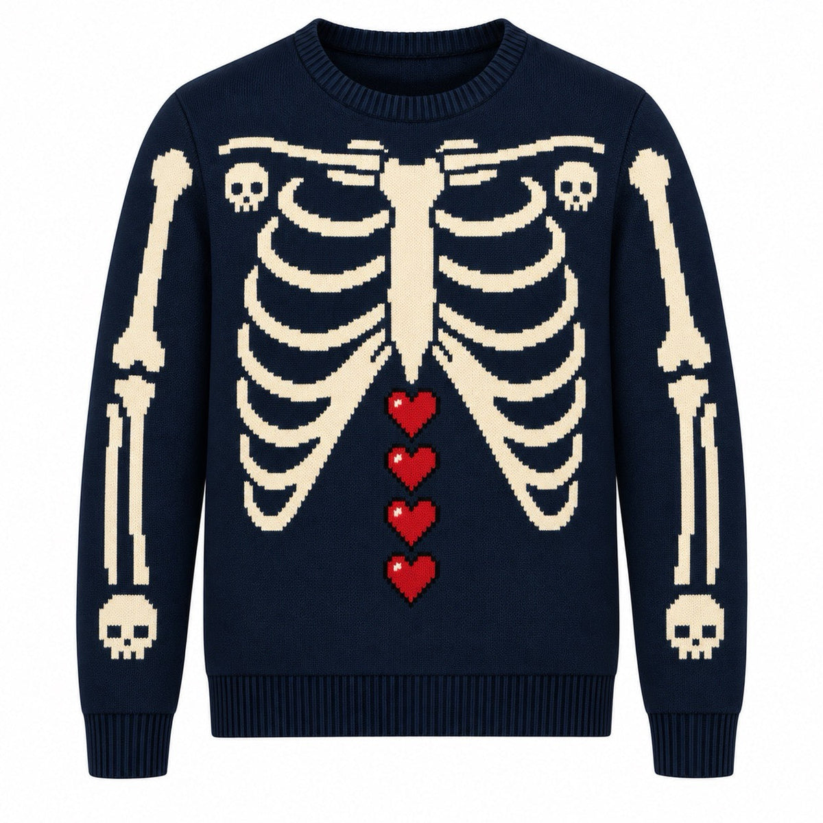 Pull en tricot gothique romantique punk pour hommes, bleu marine
