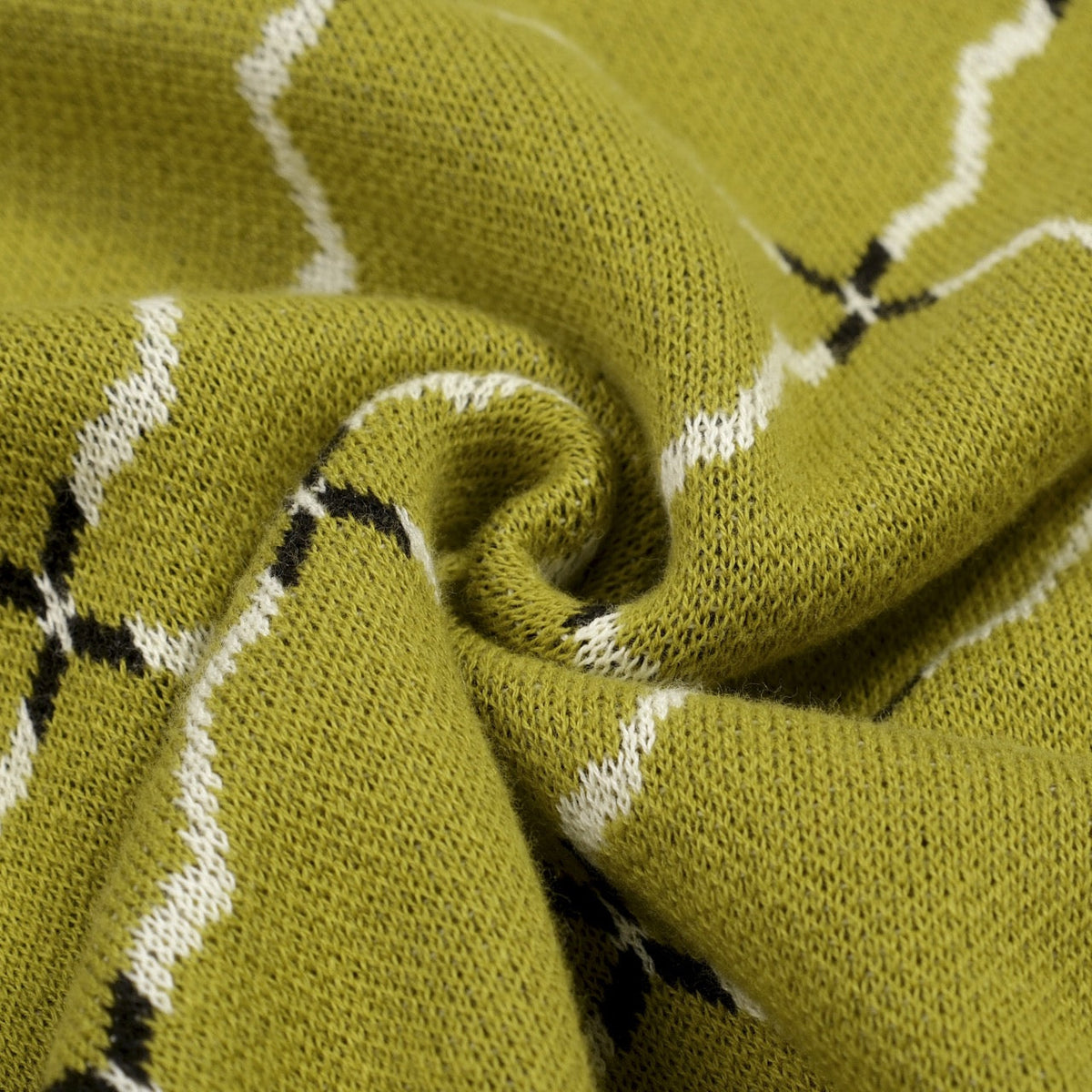 Vintage Green Jacquard Knit Polo T-Shirt for Men