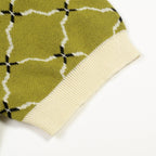 Vintage Green Jacquard Knit Polo T-Shirt for Men
