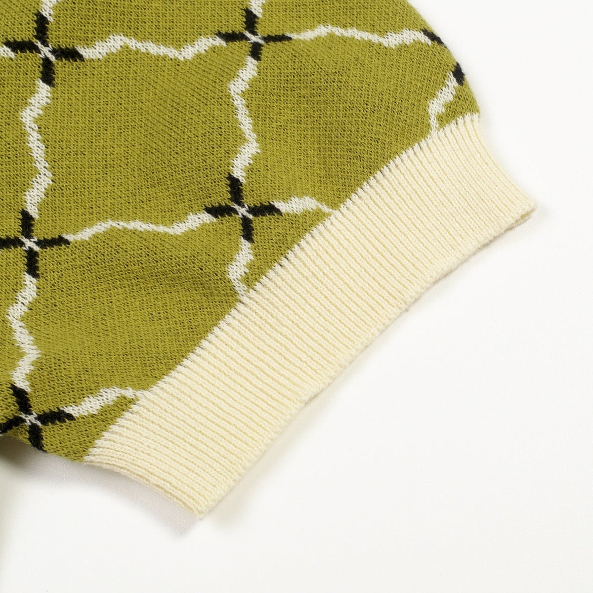 Vintage Green Jacquard Knit Polo T-Shirt for Men