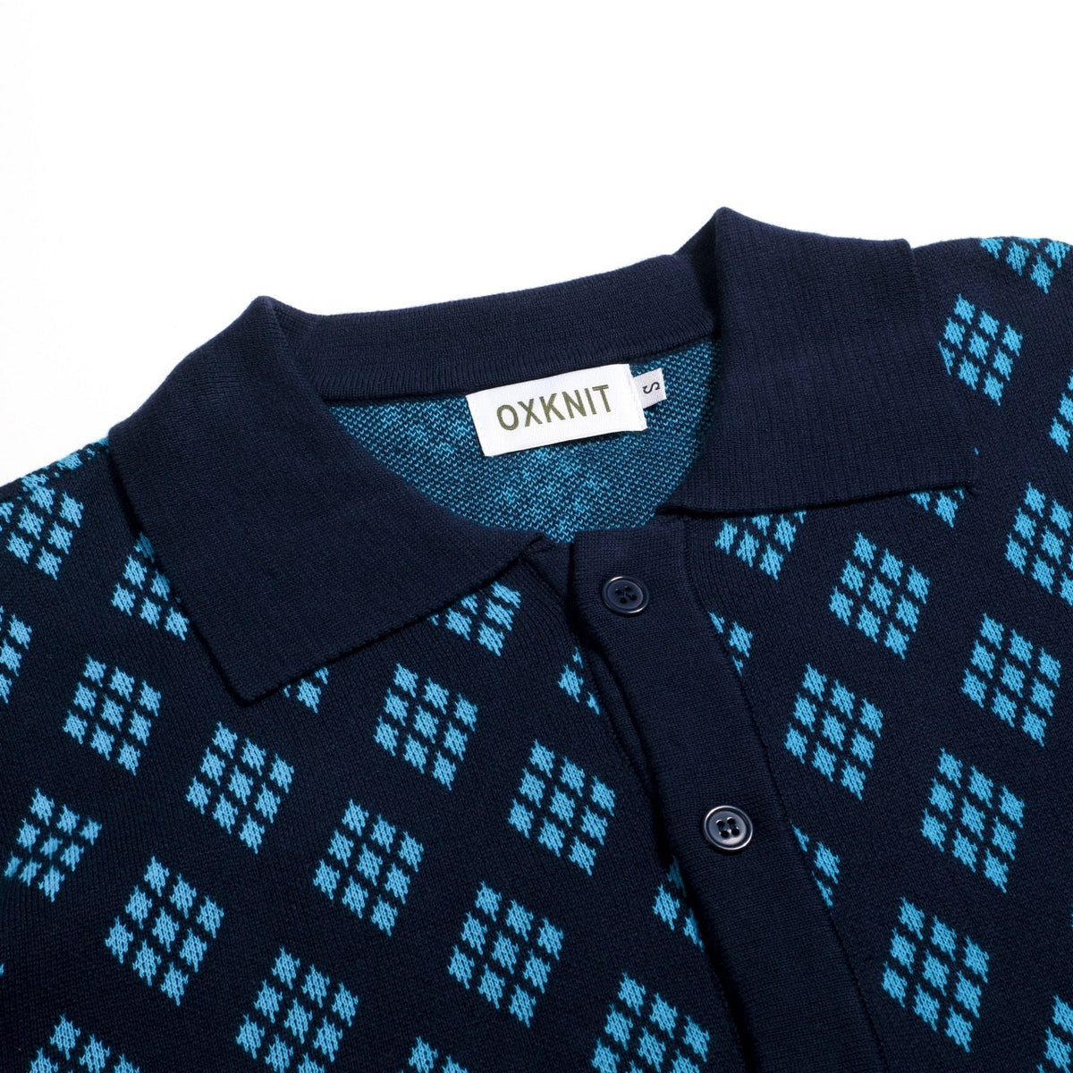 Cardigan en maille à motif losange rétro des années 60 pour homme - bleu foncé