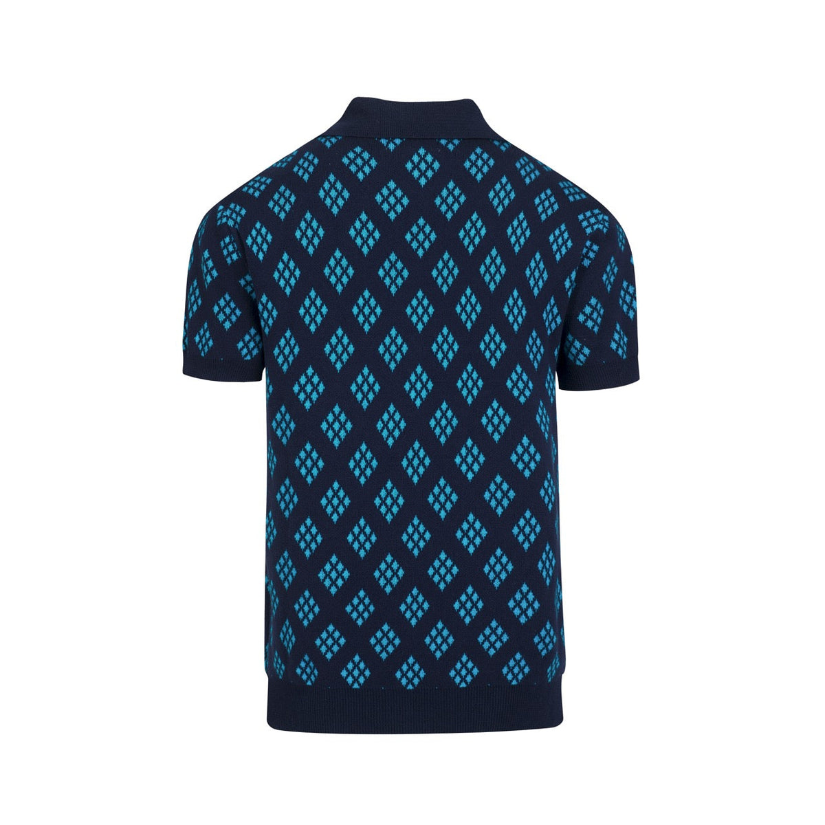 Cardigan en maille à motif losange rétro des années 60 pour homme - bleu foncé
