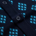 Cardigan en maille à motif losange rétro des années 60 pour homme - bleu foncé