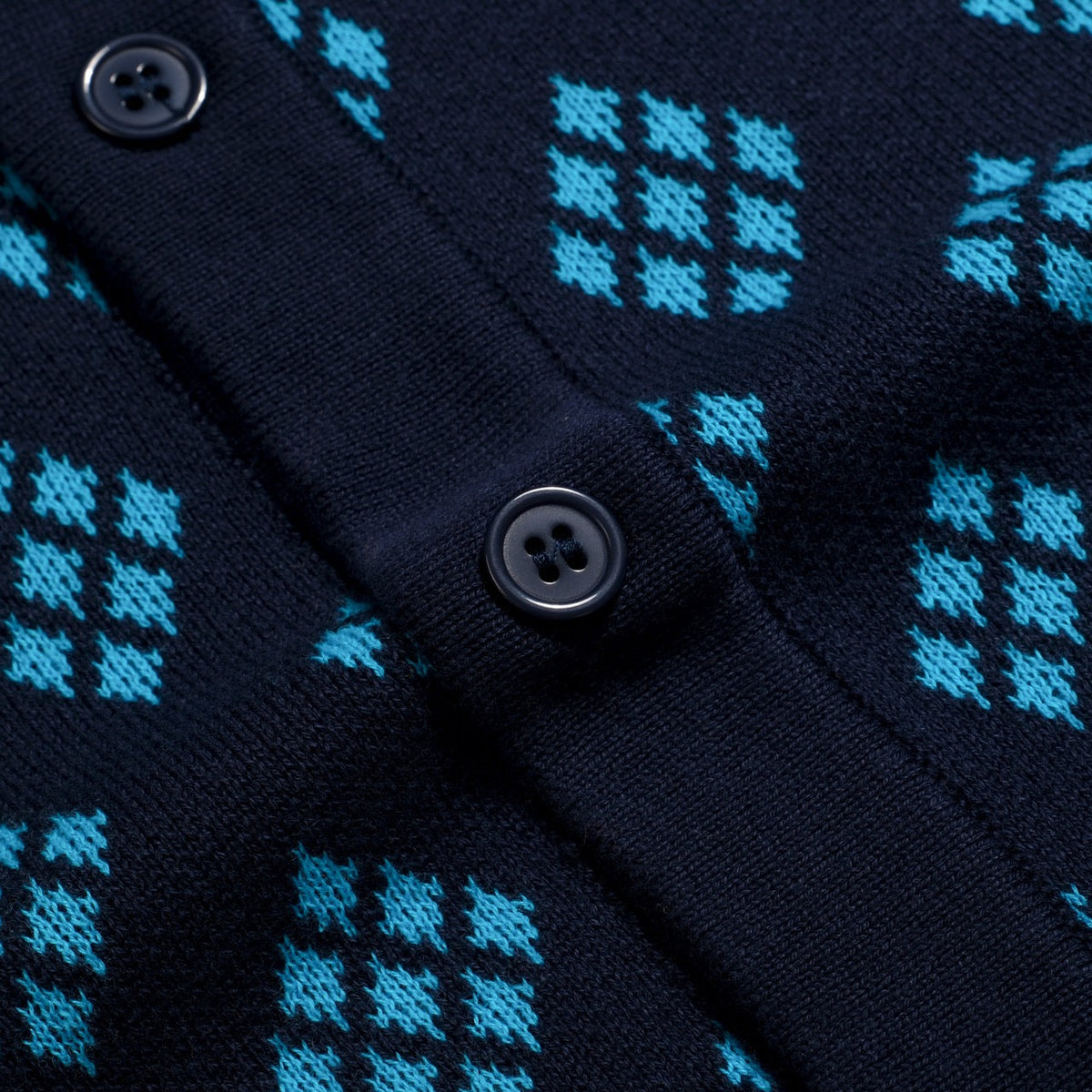 Cardigan en maille à motif losange rétro des années 60 pour homme - bleu foncé