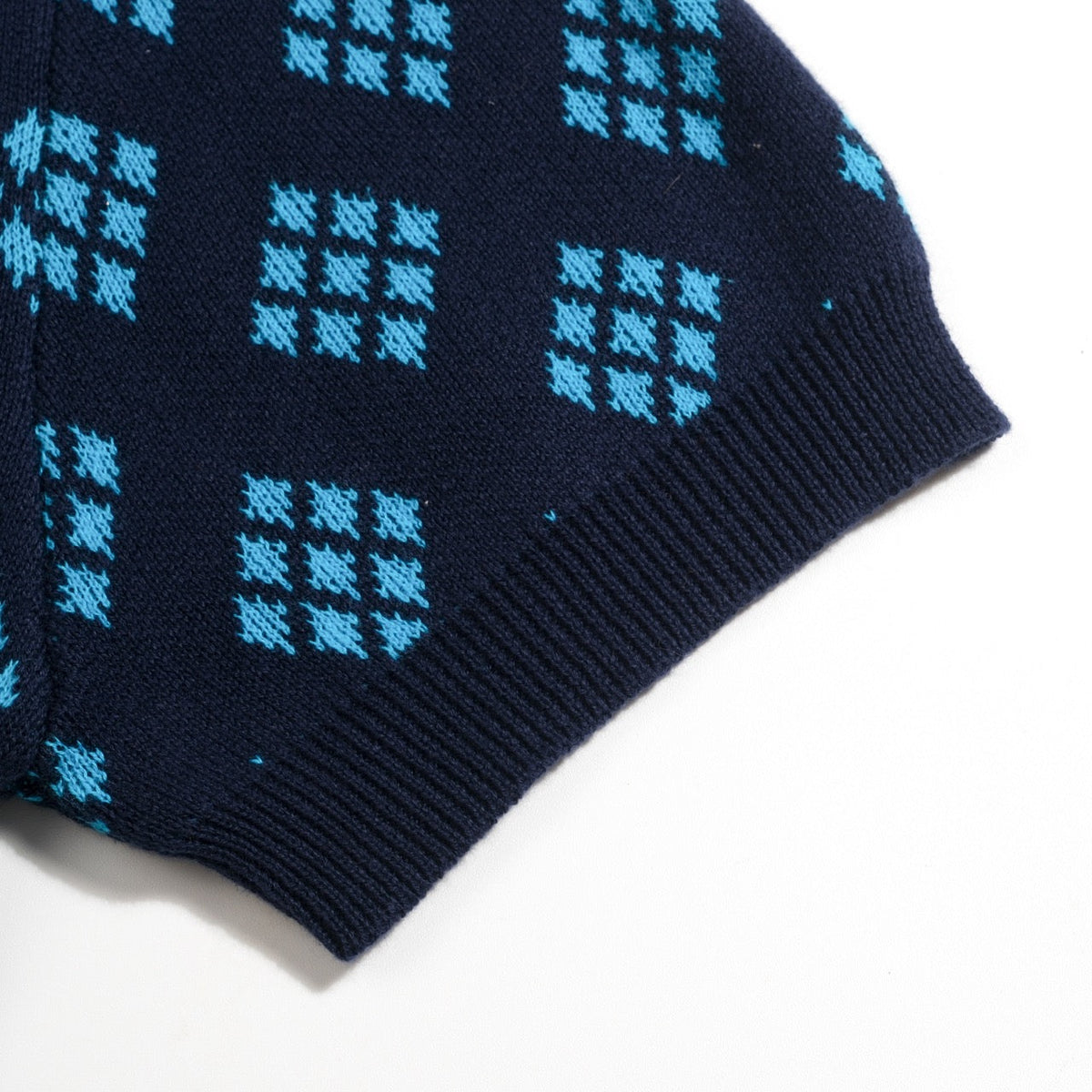 Cardigan en maille à motif losange rétro des années 60 pour homme - bleu foncé