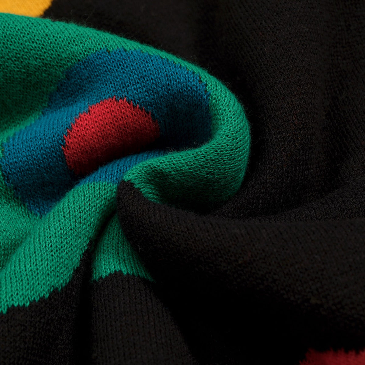 Cardigan en Maille Jacquard Noir avec Motifs Floraux Colorés Années 70 pour Homme