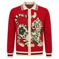Cardigan rétro en maille jacquard tigre pour homme - Création de Jess Miller
