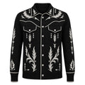 Cardigan Vintage Années 70 pour Homme en Tricot Polo Style Western - Noir