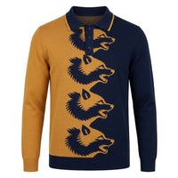Polo en jacquard à motif animalier pop art vintage des années 70 pour homme