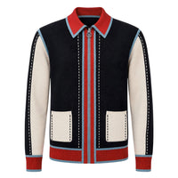 Cardigan Sportif Noir en Tricot des Années 60 pour Homme