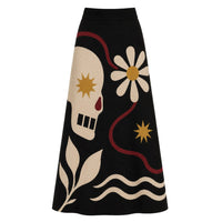 Jupe en Jacquard Tricot Noir Femme des Années 60