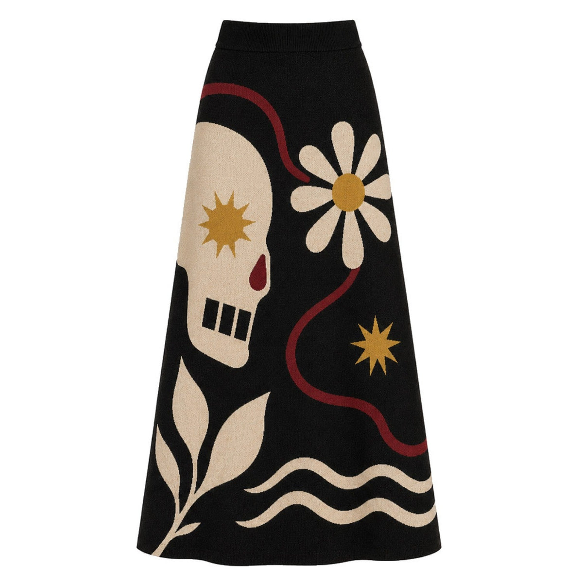 Jupe en Jacquard Tricot Noir Femme des Années 60