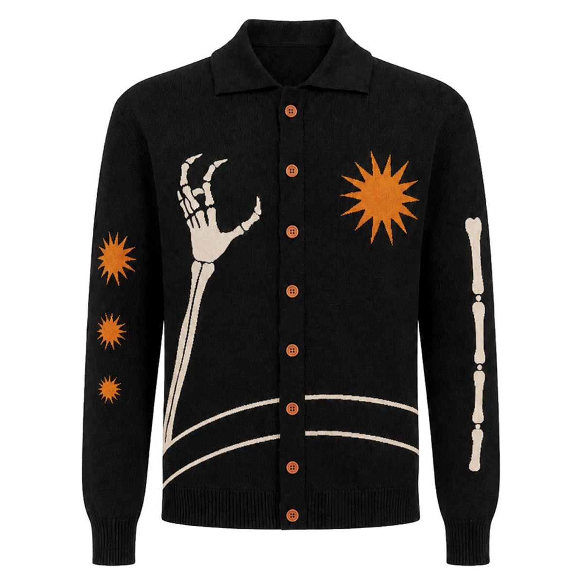 Cardigan en tricot jacquard gothique noir vintage pour homme