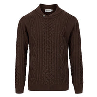 Pull vintage marron pour homme à col en V, style Old Money