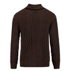 Pull vintage marron pour homme à col en V, style Old Money