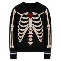 Pull en jacquard tricoté gothique noir vintage pour femmes