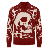 Polo tricoté gothique rouge pour hommes des années 60
