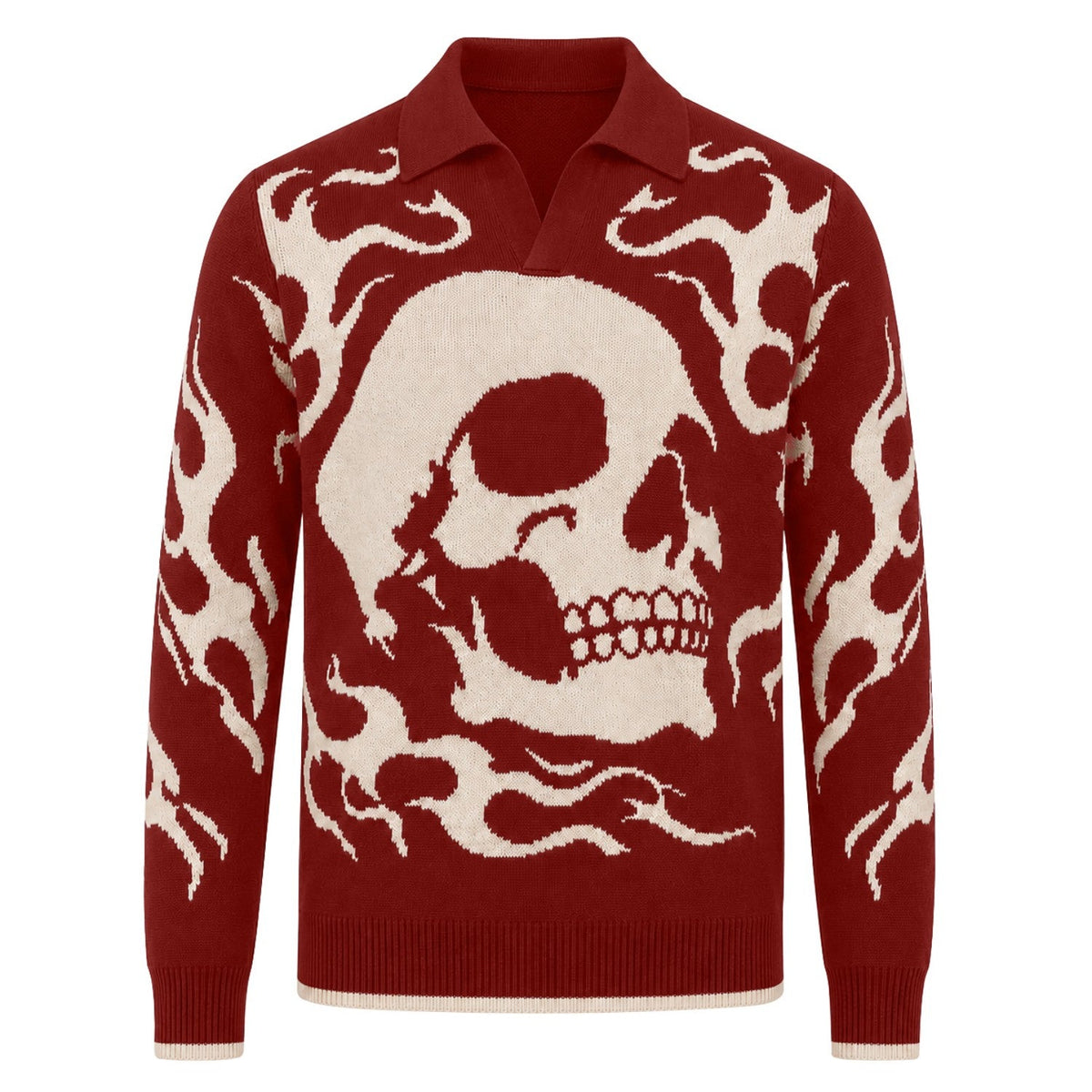 Polo tricoté gothique rouge pour hommes des années 60