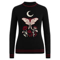 Pull en jacquard floral botanique noir pour femmes
