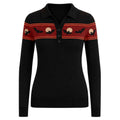 Polo en Tricot Jacquard Noir Gothique pour Femmes